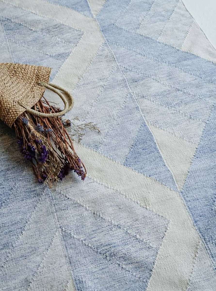 Load image into Gallery viewer, Rugs Geometric Blue Recycled PET Rug - 120 x 180 cm