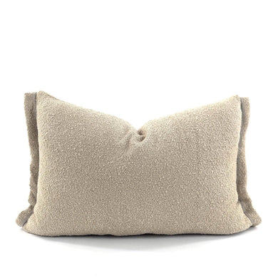 Cushions Velvet Boucle Cushion Cover - Beige Rectangle - With linen trim