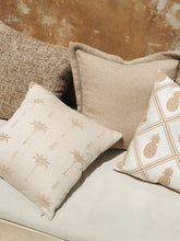 Load image into Gallery viewer, Cushions Velvet Boucle Cushion Cover - Beige Square - With linen trim