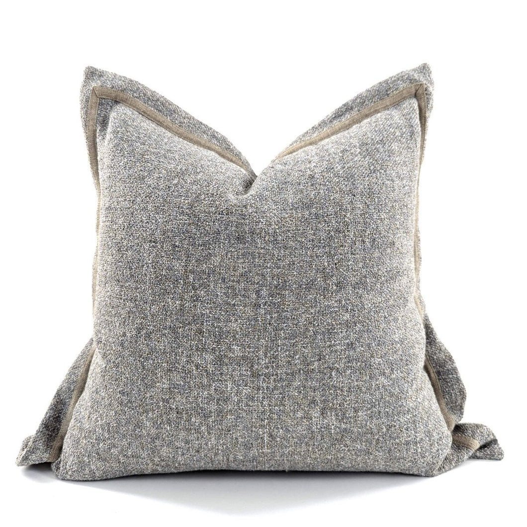 Cushions Velvet Boucle Cushion Cover - Grey Square - With linen trim