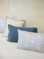 Cushions Velvet Boucle Cushion Cover - Indigo Rectangle - With linen trim