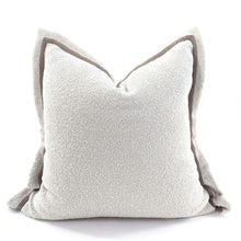 Load image into Gallery viewer, Cushions Velvet Boucle Cushion Cover - White Square - With linen trim