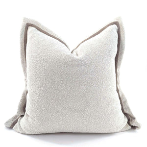 Cushions Velvet Boucle Cushion Cover - White Square - With linen trim