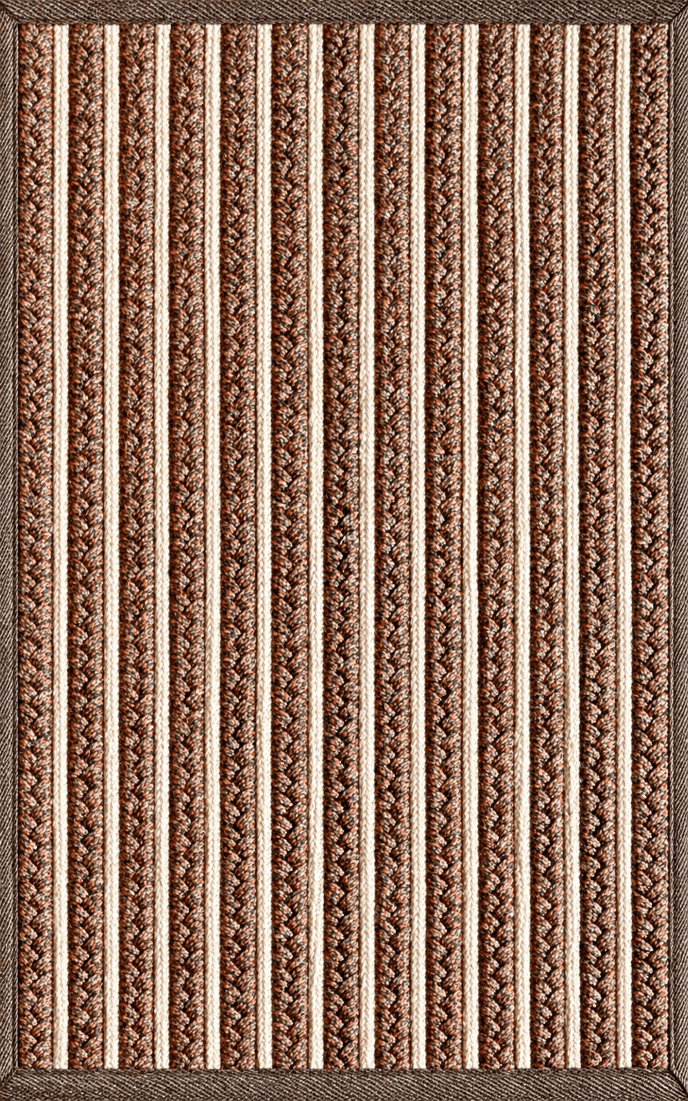 画像をギャラリービューアに読み込む, Rugs Cabana Braided Stripe Indoor &amp; Outdoor Washable Rug - Terra + Taupe