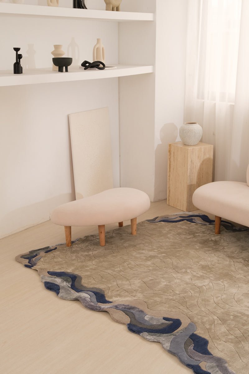 Flux Grey Blue Contemporary Soft Rug 200 x 300cm - Living DNA SG