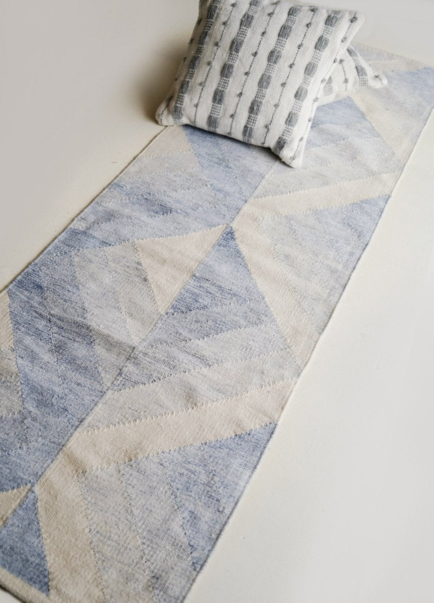 Rugs Geometric Blue Recycled PET Runner Rug - 60 x 200 cm