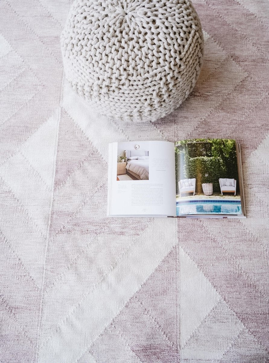 Load image into Gallery viewer, Geometric Pink Recycled PET Runner Rug