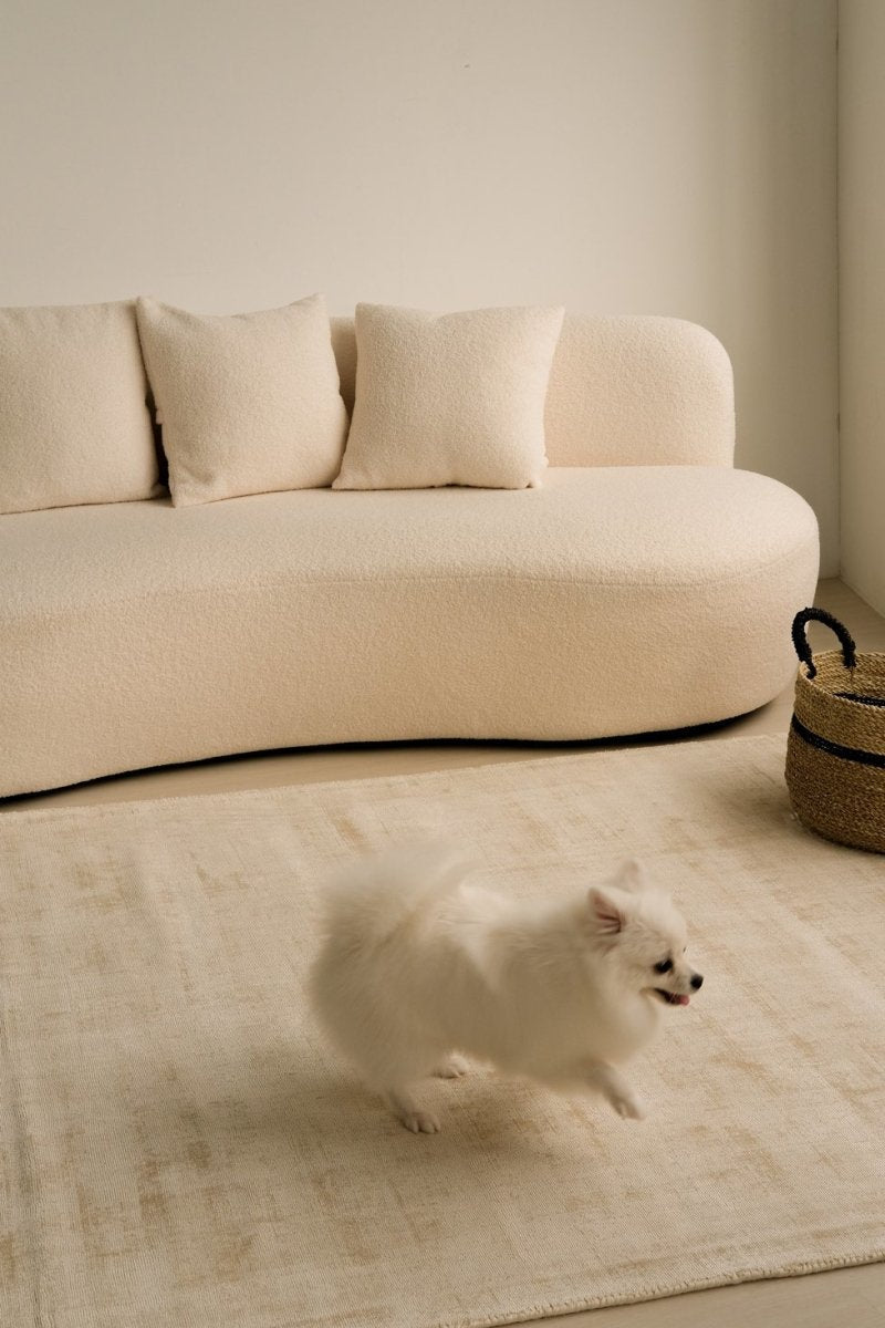 Lithe Cream Solid Handloom Rug for Living Room, Bedroom, Lounge