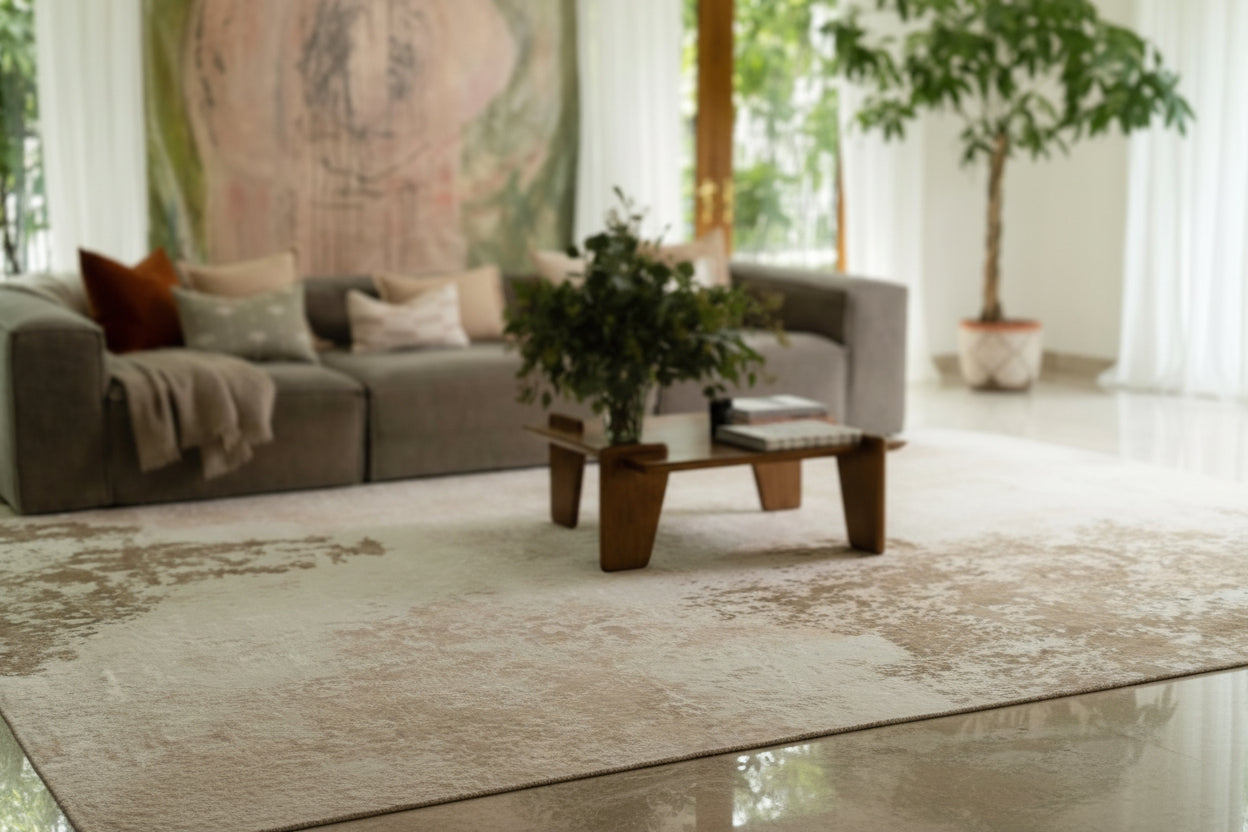 Mayfair Abstract Cream Rug | Luxury Designer Handmade Carpets