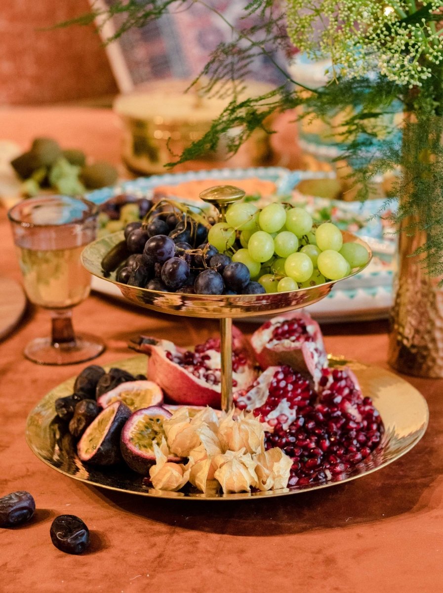 Cargar imagen en el visor de la galería, Tabletop Decor 2-Tier Brass Serving Tray -