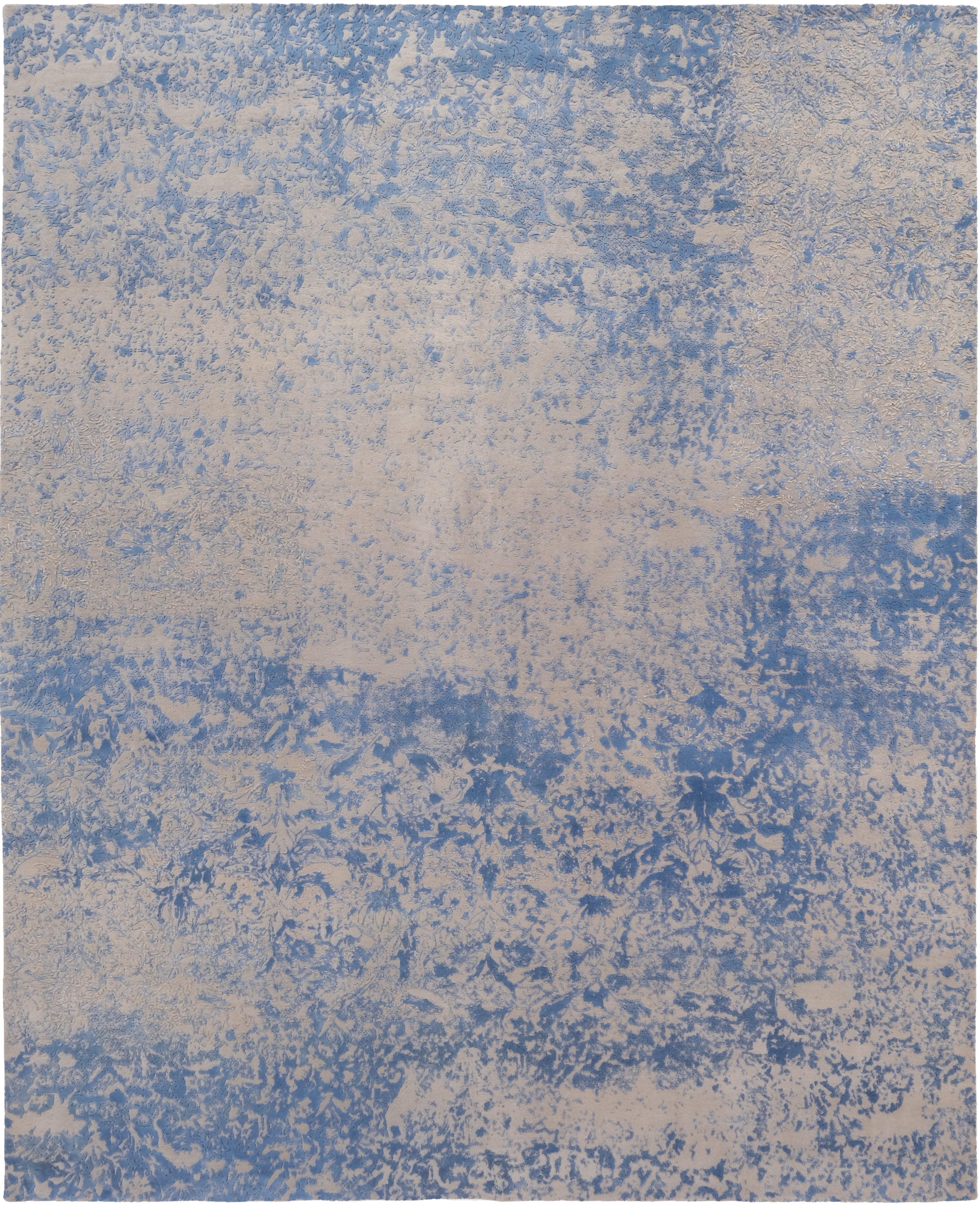 Load image into Gallery viewer, Abstract Foliage Blue and Gray Handknotted Silk Rug
