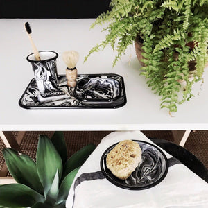 Dinnerware Marble Enamel Tumbler Black -