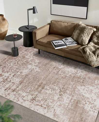 Beige Abstract Printed Rug 60 x 90 cm Mat