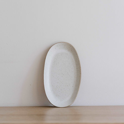 Speckled White Long Oval Plate