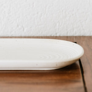 Speckled White Oval Serving Plate (14") - MAELSTROM
