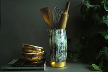 Cargar imagen en el visor de la galería, Vases African Vase with Brass Detail - Black -