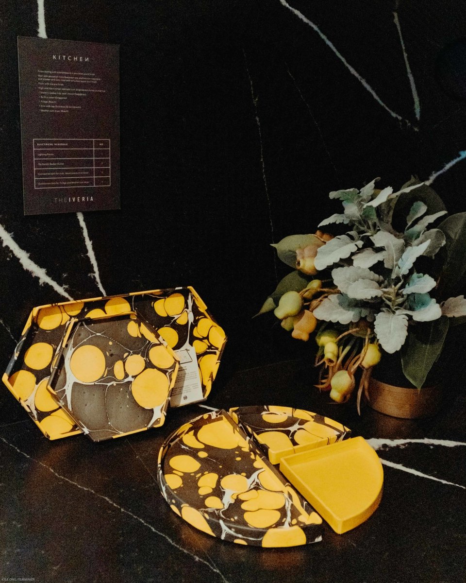 Load image into Gallery viewer, Tabletop Decor Bento Tray Yellow Black -