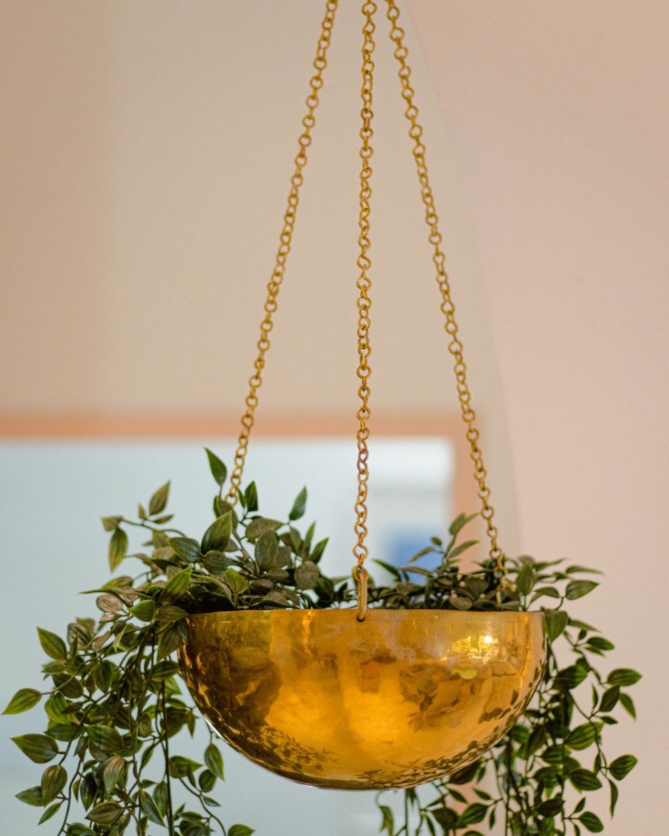 Tabletop Decor Brass Hanging Planter -