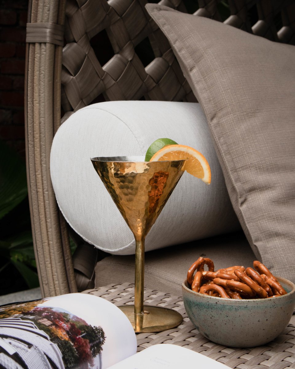 Load image into Gallery viewer, Tabletop Decor Hammered Brass Cocktail Glass -
