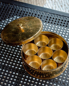 Tabletop Decor Hammered Brass Spice Box -