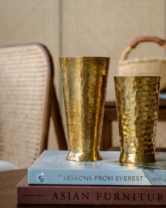 Tabletop Decor Hammered Brass Tall Glass -