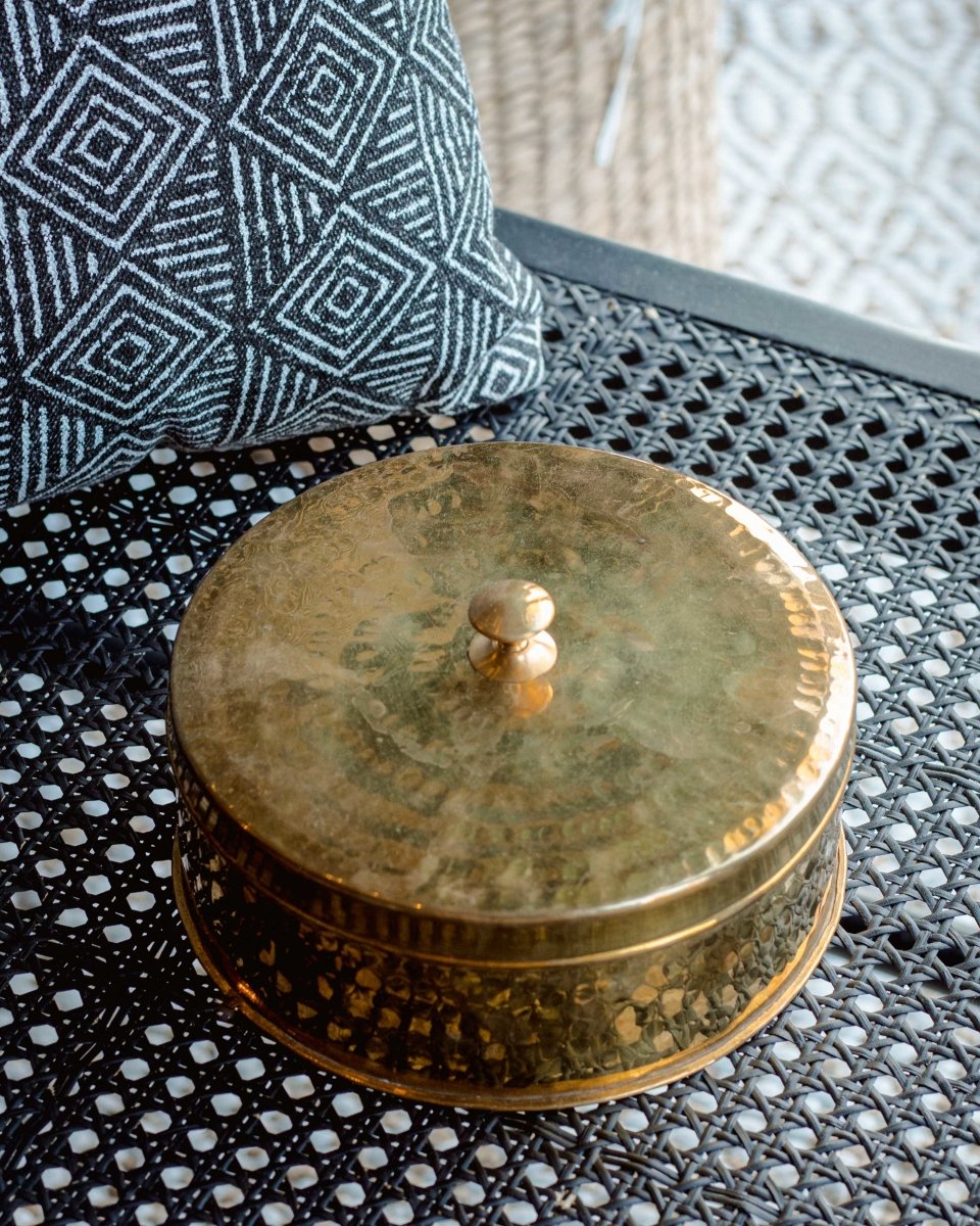Tabletop Decor Hammered Brass Trinket Box -