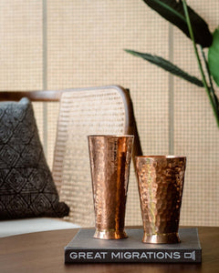 Tabletop Decor Hammered Copper Tall Glass -