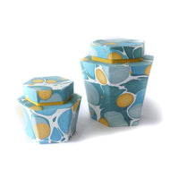 Tabletop Decor Hexagon Jar Blue Mustard - Large