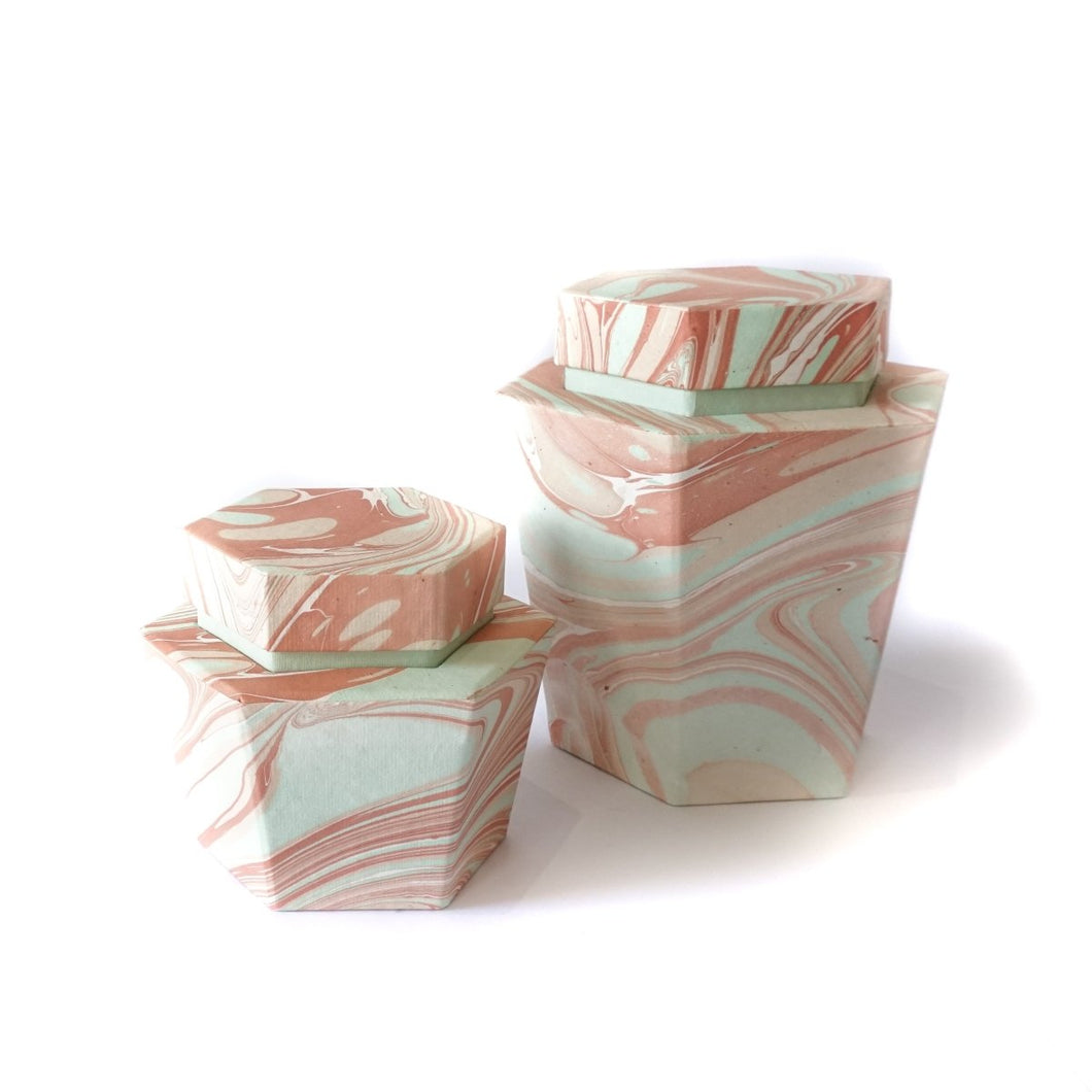 Tabletop Decor Hexagon Jar Blush Mint - Large