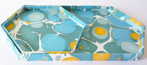 Tabletop Decor Hexagon Tray Blue Mustard -
