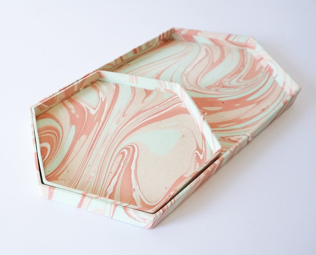 Load image into Gallery viewer, Tabletop Decor Hexagon Tray Blush Mint -