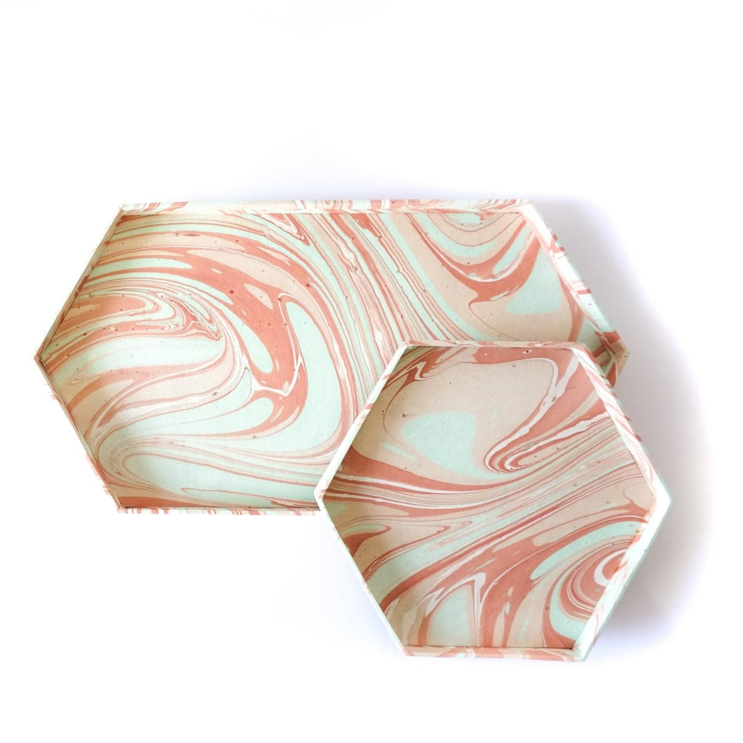Tabletop Decor Hexagon Tray Blush Mint -