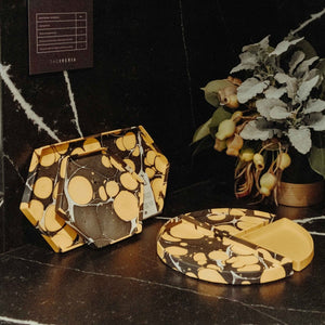 Tabletop Decor Hexagon Tray Yellow Black -
