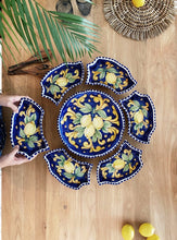 Load image into Gallery viewer, Dinnerware Lemon Ceramic 7pc Party Platter - Blue -