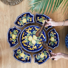 Load image into Gallery viewer, Dinnerware Lemon Ceramic 7pc Party Platter - Blue -