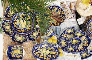 Dinnerware Lemon Ceramic 7pc Party Platter - Blue -