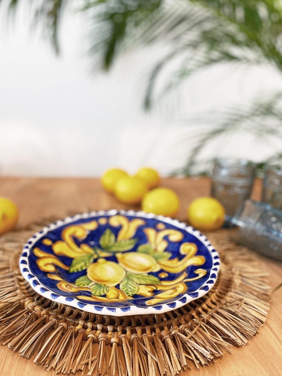 Cargar imagen en el visor de la galería, Dinnerware Lemon Ceramic Deep Plate - Blue -