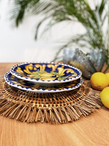 Dinnerware Lemon Ceramic Deep Plate - Blue -