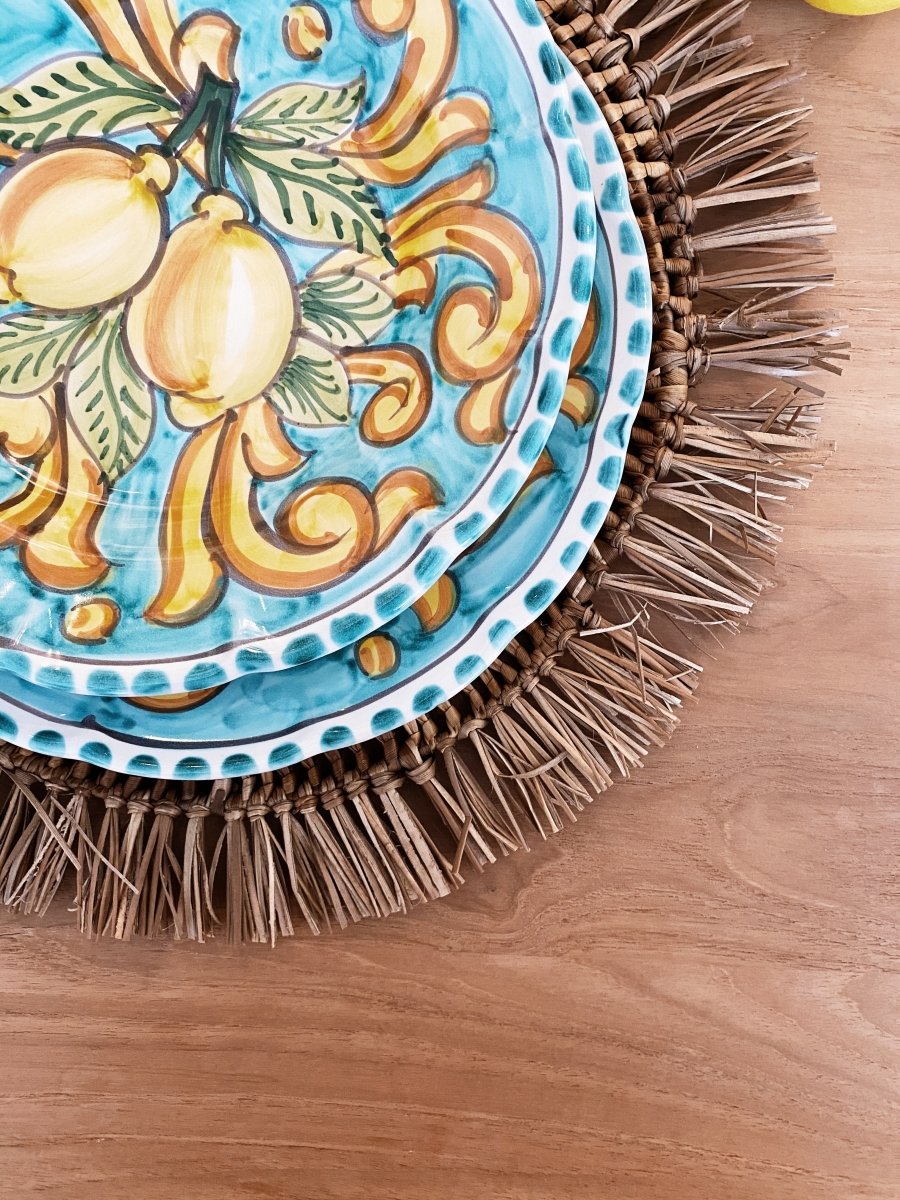 Load image into Gallery viewer, Dinnerware Lemon Ceramic Deep Plate - Turquoise -