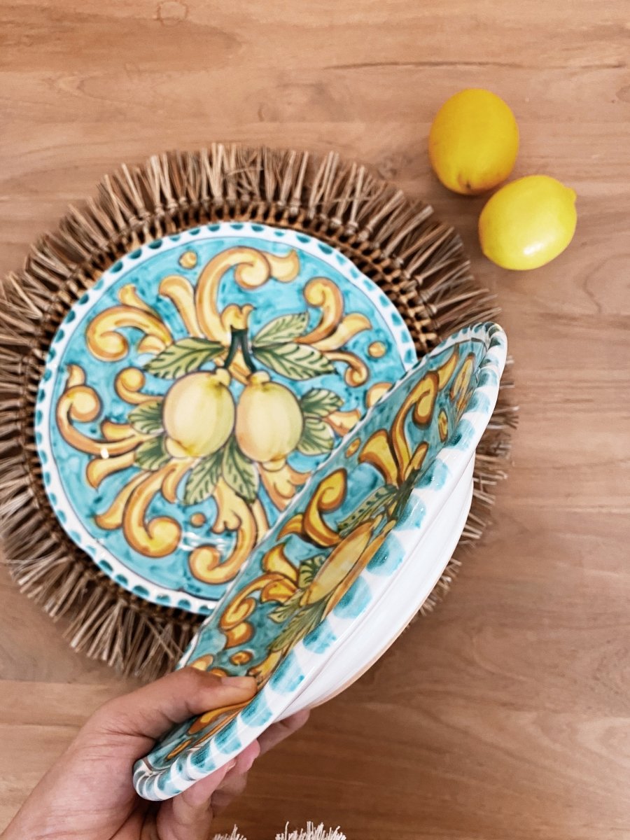 画像をギャラリービューアに読み込む, Dinnerware Lemon Ceramic Deep Plate - Turquoise -
