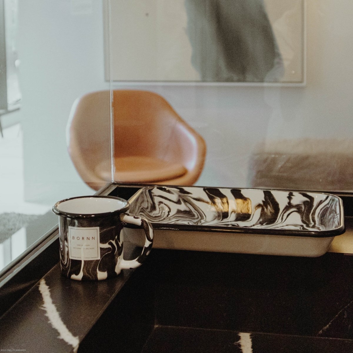 Cargar imagen en el visor de la galería, Dinnerware Marble Enamel Mug Black -