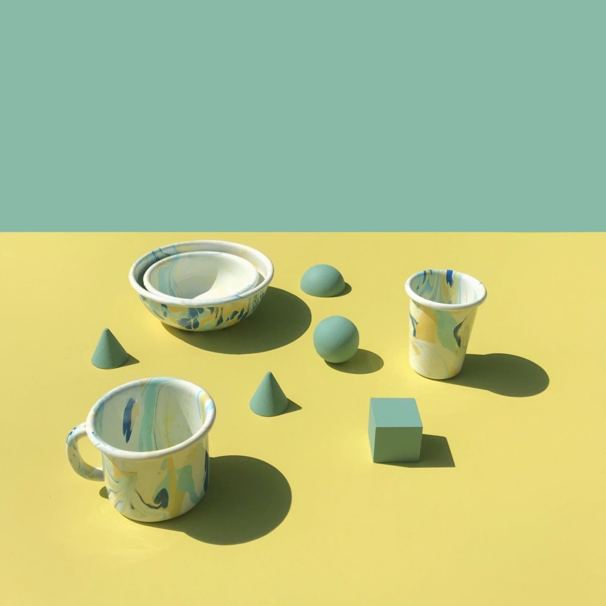 Cargar imagen en el visor de la galería, Dinnerware Marble Enamel Tumbler Lemon Cream -