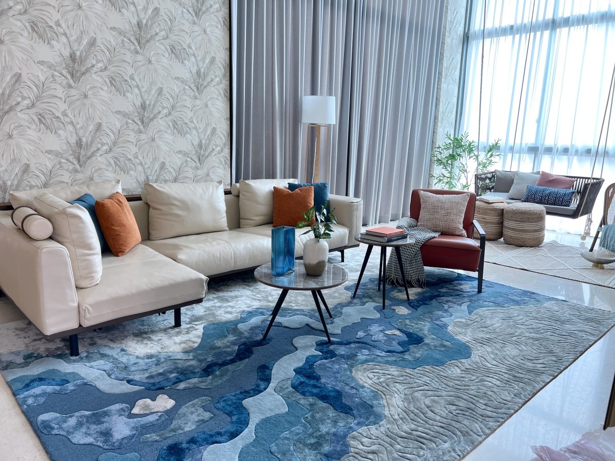 Custom Colour Flux Contemporary Abstract Rug | Living DNA SG