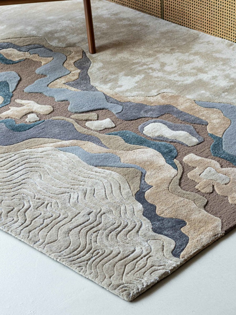 Flux Cream Pink Lilac Beige 3D Contemporary Soft Rug - Living DNA SG