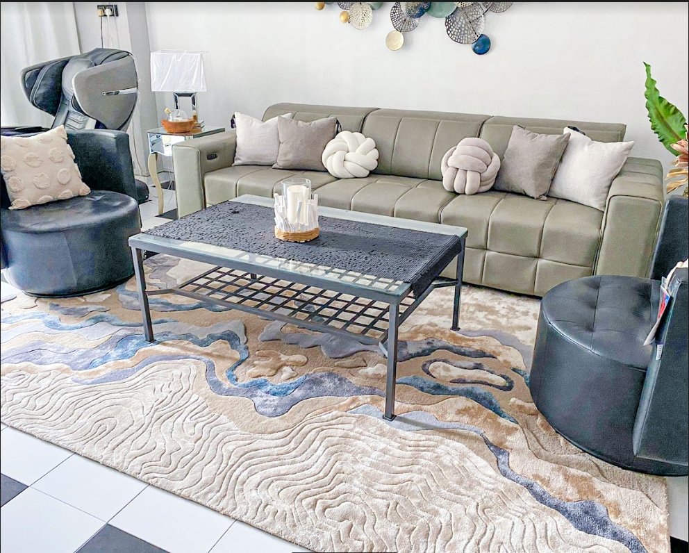 Flux Cream Pink Lilac Beige 3D Contemporary Soft Rug - Living DNA SG