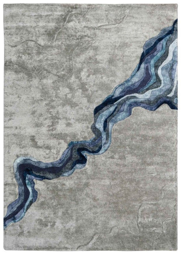 Flux Sapphire Grey Cross- Section Contemporary Soft Rug - Living DNA SG