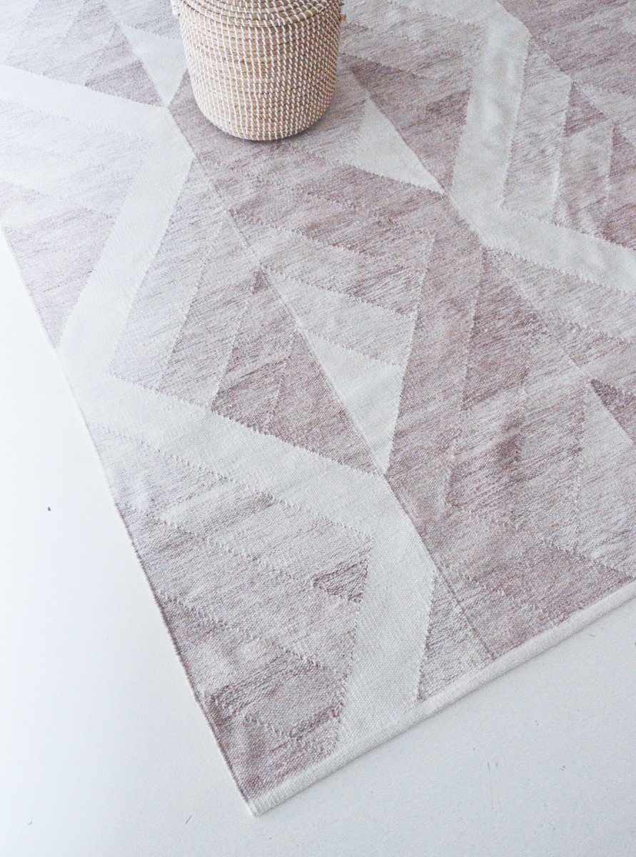 Geometric Greige Taupe Recycled PET Easy Care Rug | Living DNA SG