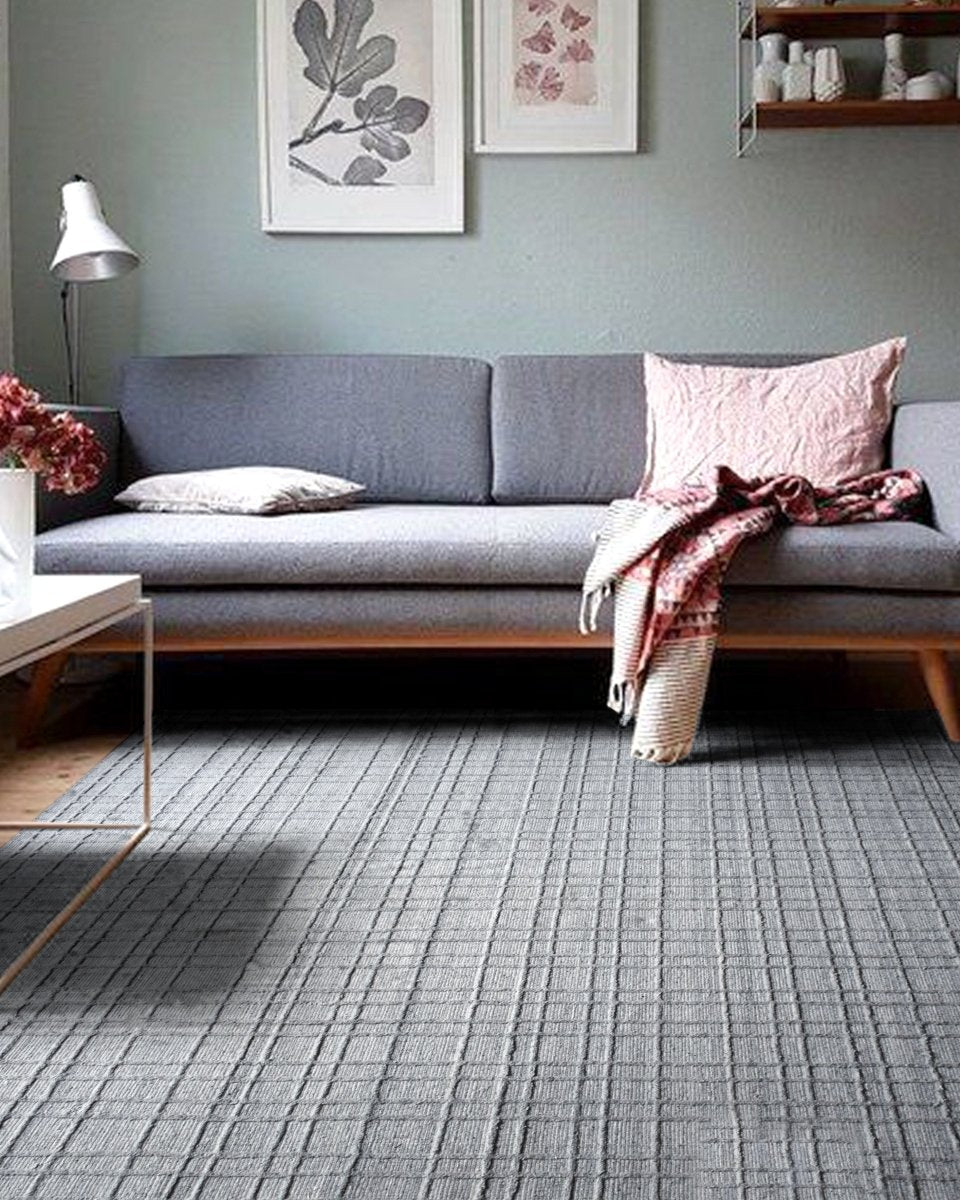 Load image into Gallery viewer, Rugs Gray Checker Recycled PET Rug - 160 x 230 cm