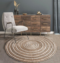 Cargar imagen en el visor de la galería, Rugs Willow White Striped Round Rug - 90 diameter