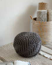 Cargar imagen en el visor de la galería, Stools &amp; Poufs Knit Grey Outdoor Pouf -